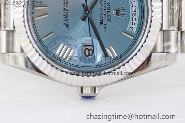 1230 Soft Day Date 40mm SS 904L Steel TWF 1:1 Best Edition Ice Blue Roman Dial on SS Bracelet A 2359